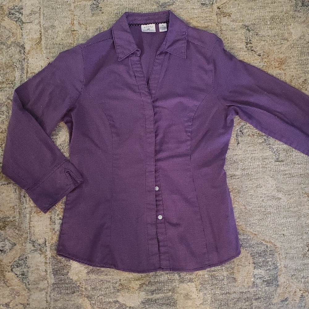 Purple/black button up oxford size medium